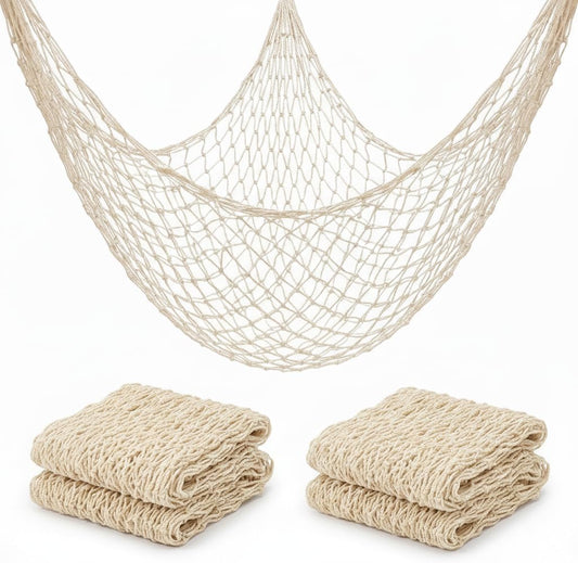 Fish Net Decorations for Party - 2PCS 39.37 * 78.74 in Fishing Net Decoration Netting for Wall Photo Hanging Nautical Fishnet Table Runner Decorative Ocean Theme Birthday Party Rope Nets