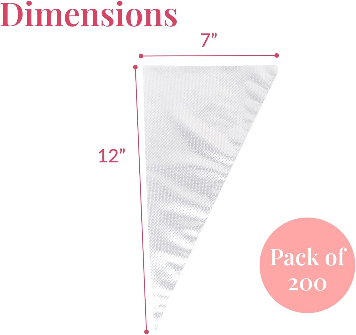 Set of 200 - Anti Burst Piping Bags 12 Inch -  Tipless Icing Bags - Durable Frosting Piping Bag Tools - Pastry and Cookie Decorating Supplies