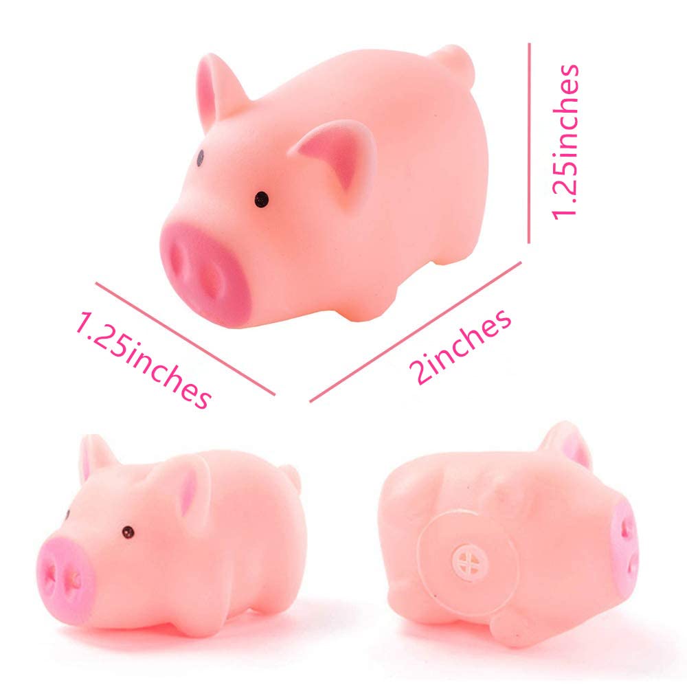 20 PCS Mini Squishies Pig Bath Toys, Pink Rubber Squeaky Baby Bathtub Toys for Baby Shower Party Favors