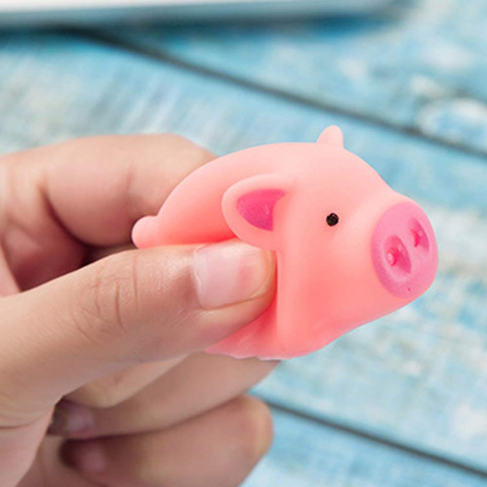 20 PCS Mini Squishies Pig Bath Toys, Pink Rubber Squeaky Baby Bathtub Toys for Baby Shower Party Favors
