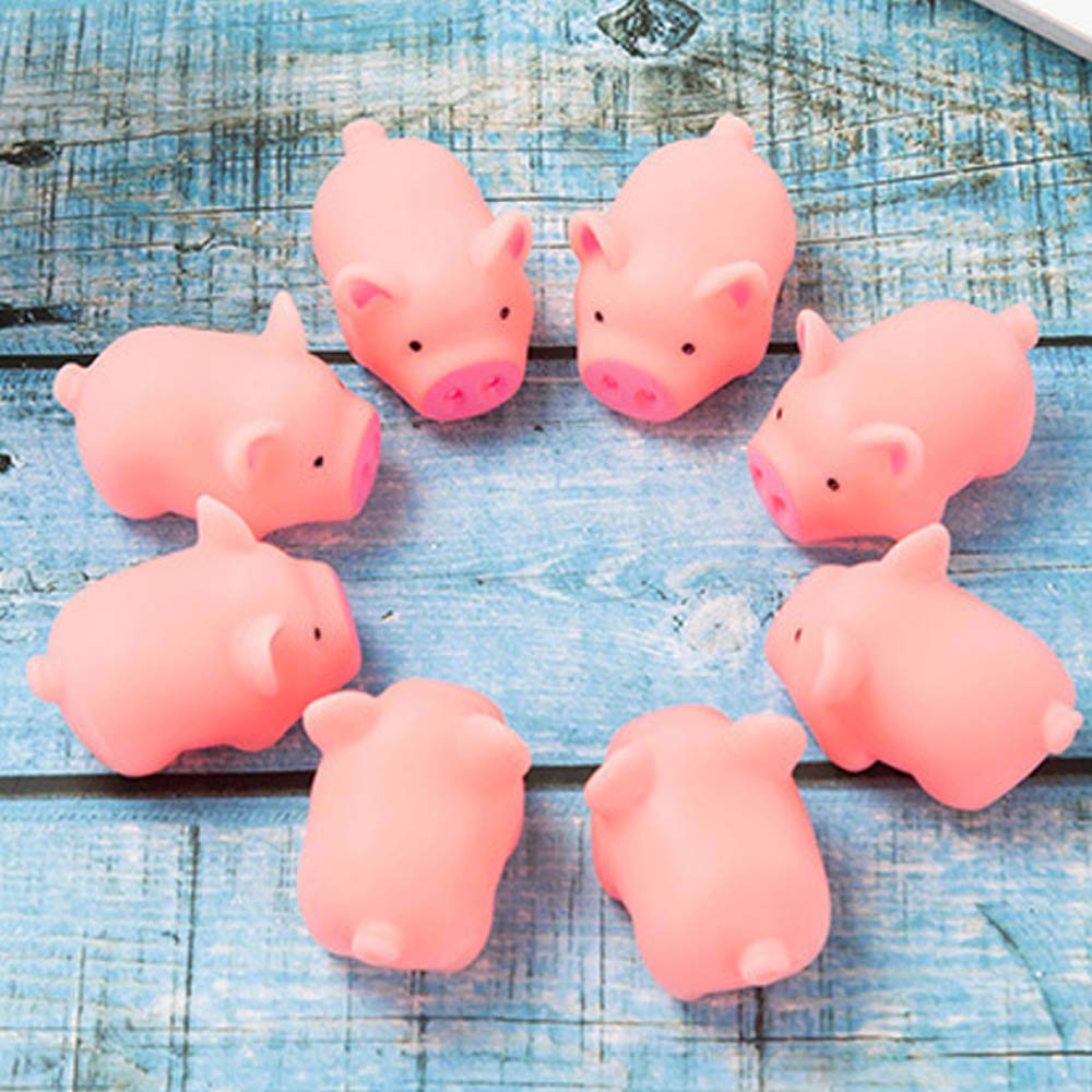 20 PCS Mini Squishies Pig Bath Toys, Pink Rubber Squeaky Baby Bathtub Toys for Baby Shower Party Favors