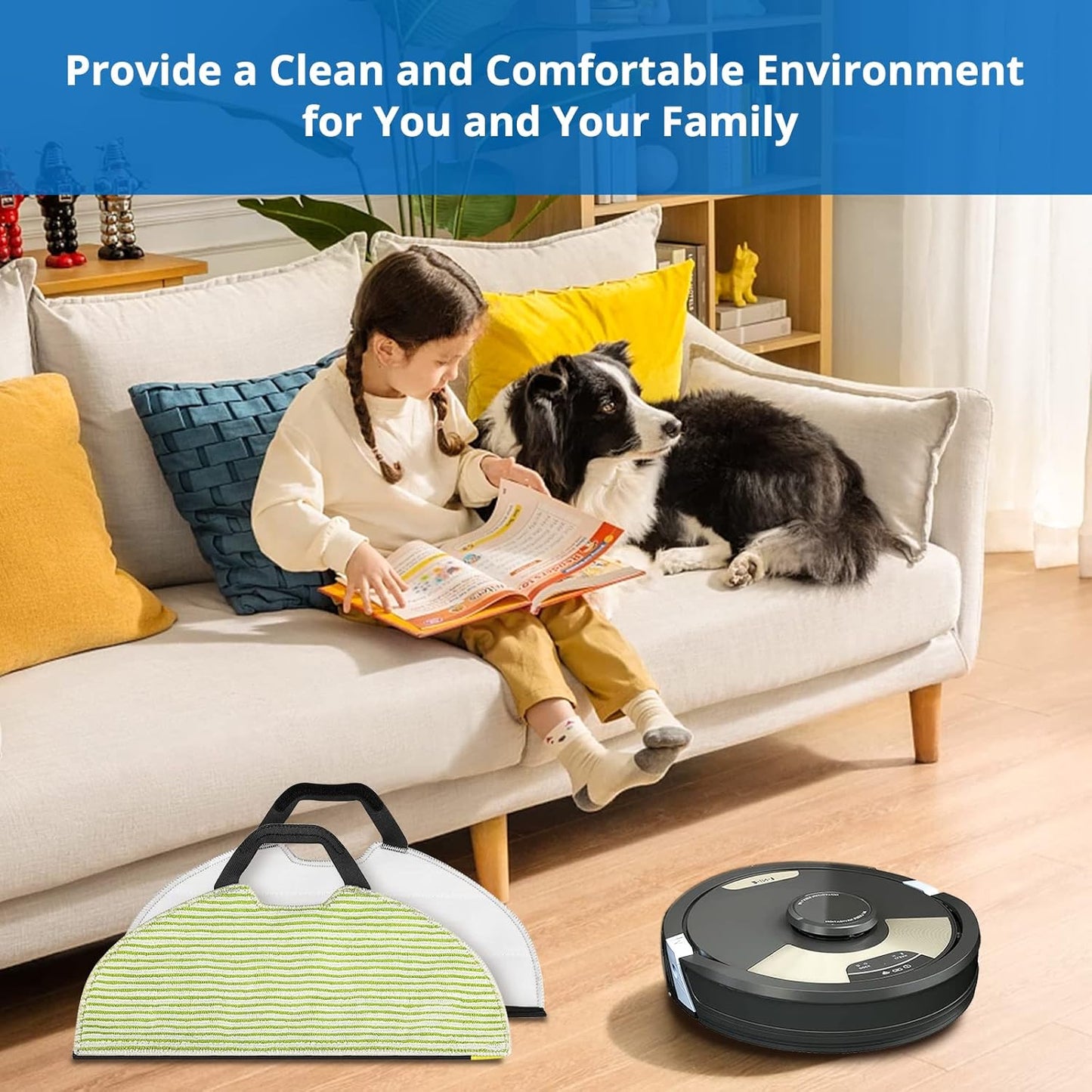 AV2610WA RV2610WA Vacuum Mop Replacement Pads Compatible with Shark RV2610WA AV2610WA RV2620WD RV2410WD AI Ultra 2- in-1 Robot Vacuum, Washable Reusable Microfiber Soft Pads, 6 Pack