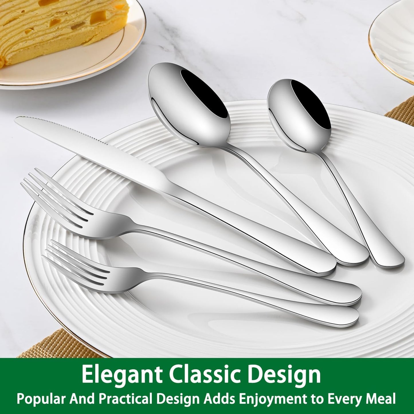 Dinner Spoon Set,8-Piece 7.3 Inch Soup Spoons,Premium Food Grade Stainless Steel Table Spoon,Durable l Tablespoon,Dishwasher Safe Silverware Spoons