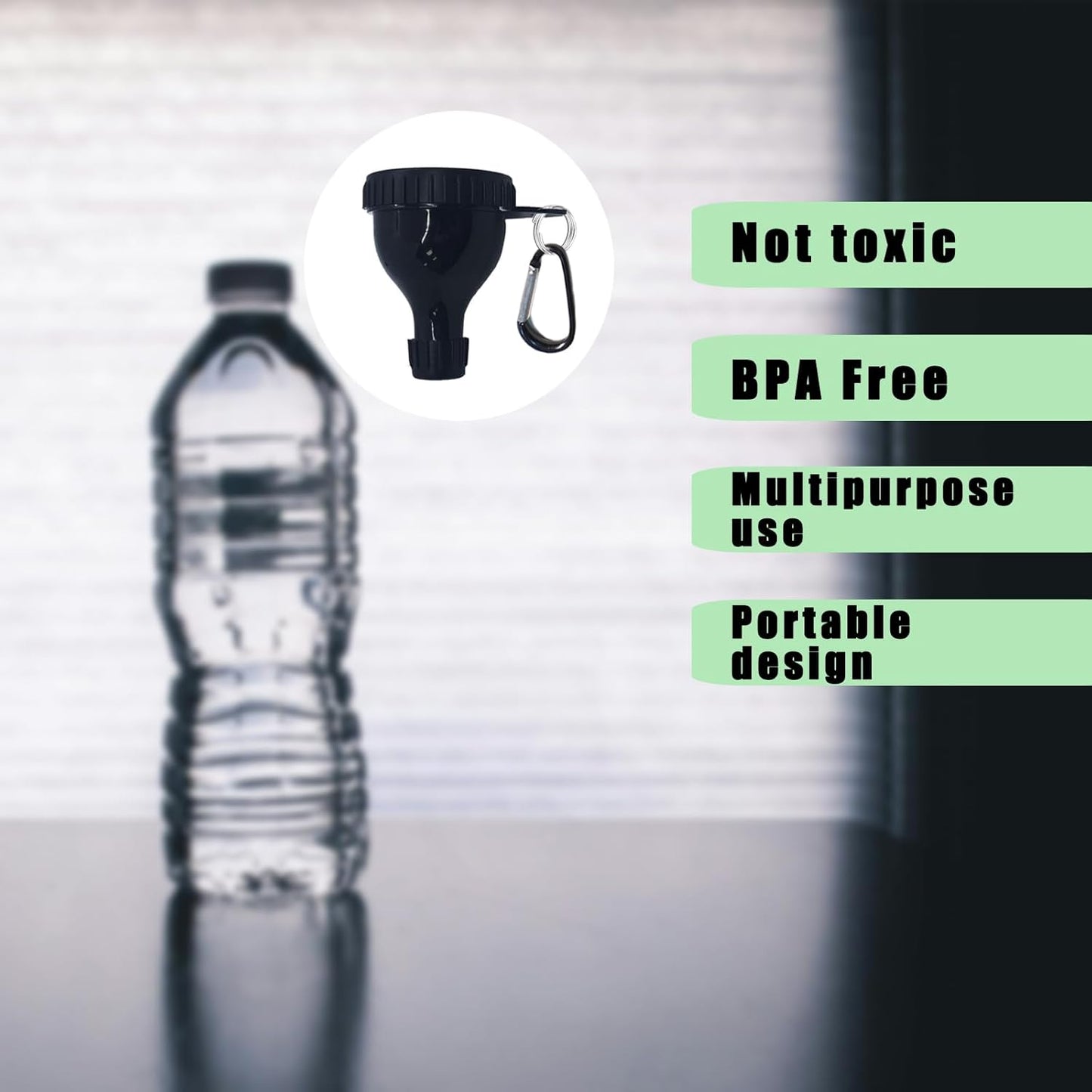 2 Pack Protein Powder Container to Go - Mini Funnel with Keychain and Keyring, Water Bottle Funnel for Shakers