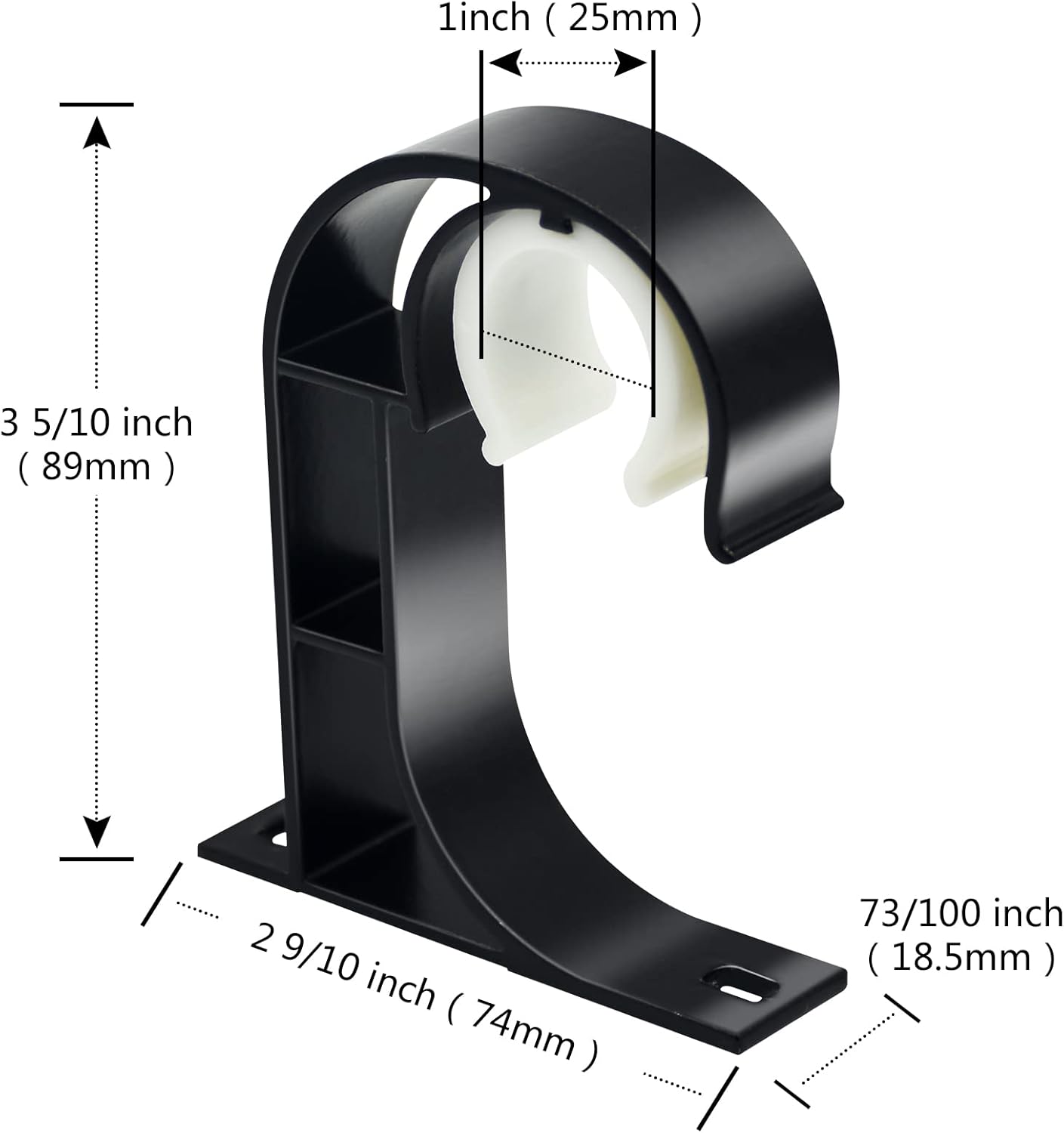 Ceiling Curtain Rod Bracket, 4 Pack Heavy Duty Curtain Rod Holders, Aluminum Alloy, Black Ceiling Curtain Hooks Hangers Fit for 1 Inch Drapery Rods