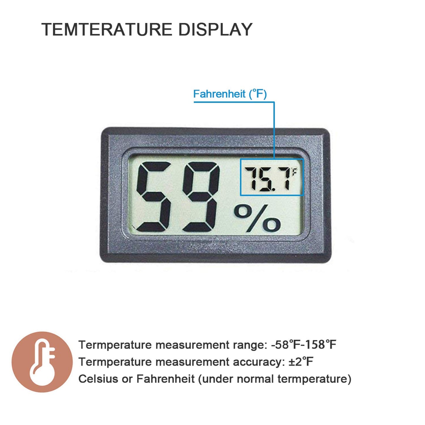 4 Pack Indoor Hygrometer Thermometer, Humidity Gauge Meter with ℃ to℉ and ON/Off Switch, Digital Temperature Monitor for Humidors Jars Cellar Reptile Incubator Closet