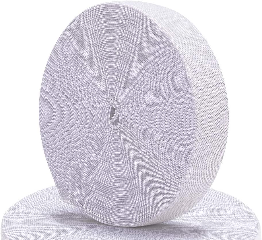 Elastic Bands for Sewing White 1 Inch 12 Yard High Elasticity Knit Spool Sewing Band for Waistbands Pants Clothes and Crafts DIY,