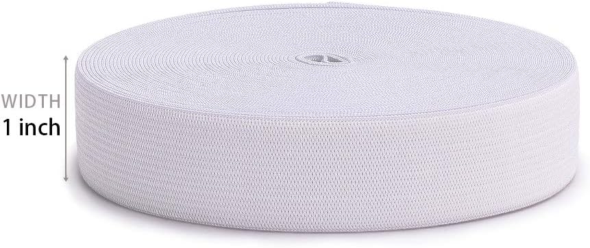 Elastic Bands for Sewing White 1 Inch 12 Yard High Elasticity Knit Spool Sewing Band for Waistbands Pants Clothes and Crafts DIY,
