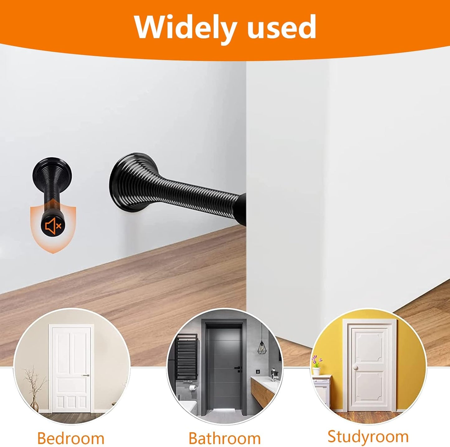 Spring Door Stopper, 5 Pcs Wall Mounted Spring Doorstop, Spring Door Stop for Walls, Black