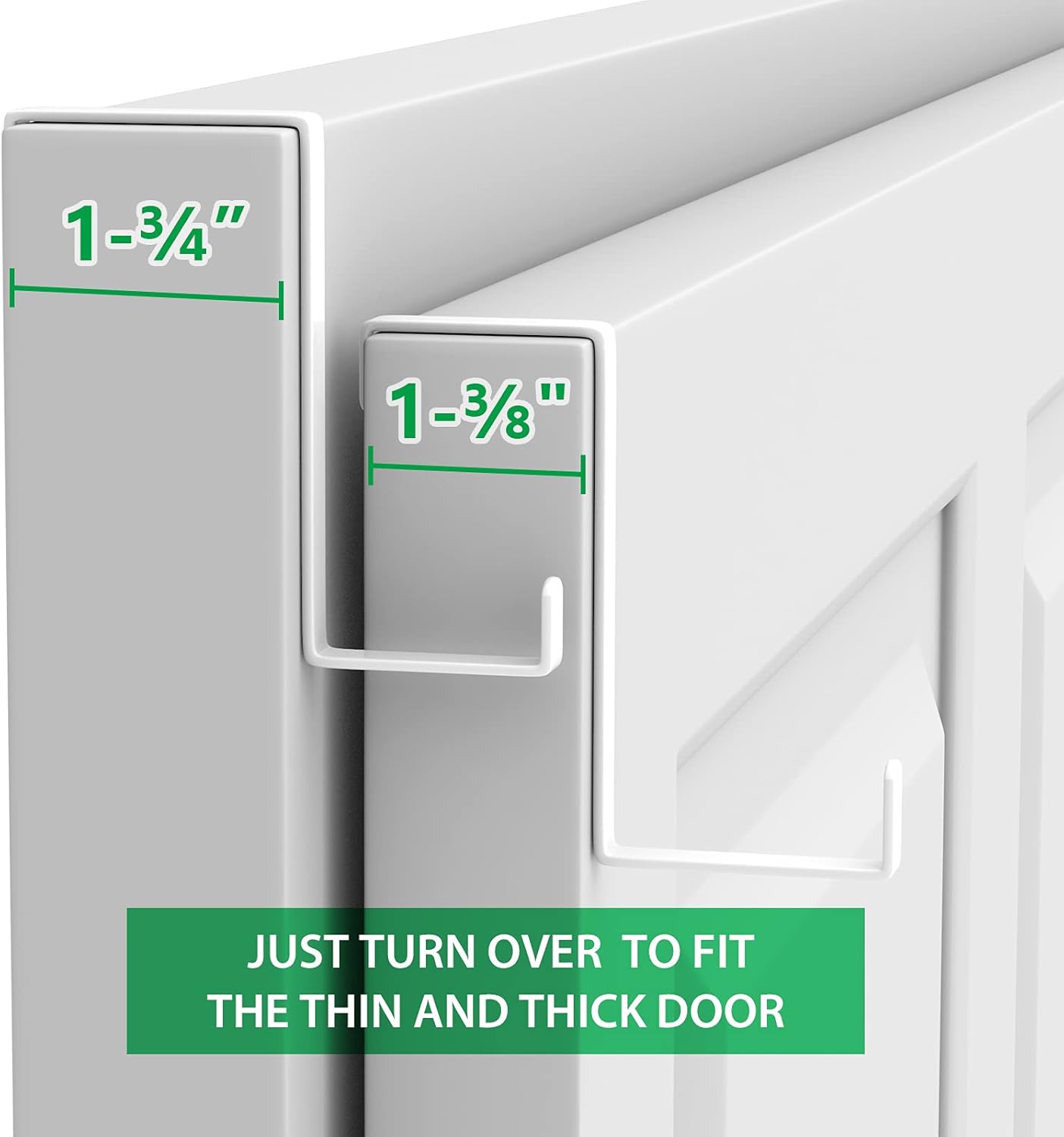 Over The Door Hooks 10 Pack, Z-Shaped Door Hanger Hook Fits The 1 3/8" and 1 3/4" Door Widths, Reversible Metal Door Hooks for Hanging Clothes, Coats, Towels, Shoe Organizers (White)