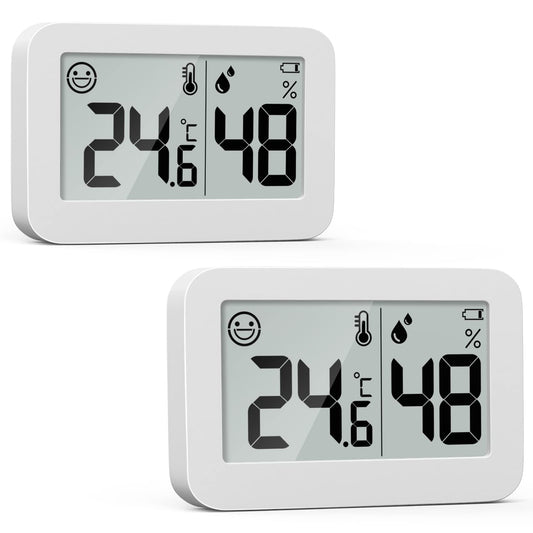 2-Pack Mini Hygrometer Indoor Thermometer, Humidity Gauge with ℃/℉ Switch, Humidity Meter Digital Temperature Monitor for Greenhouse Babyroom Cellar Reptile Incubator Closet