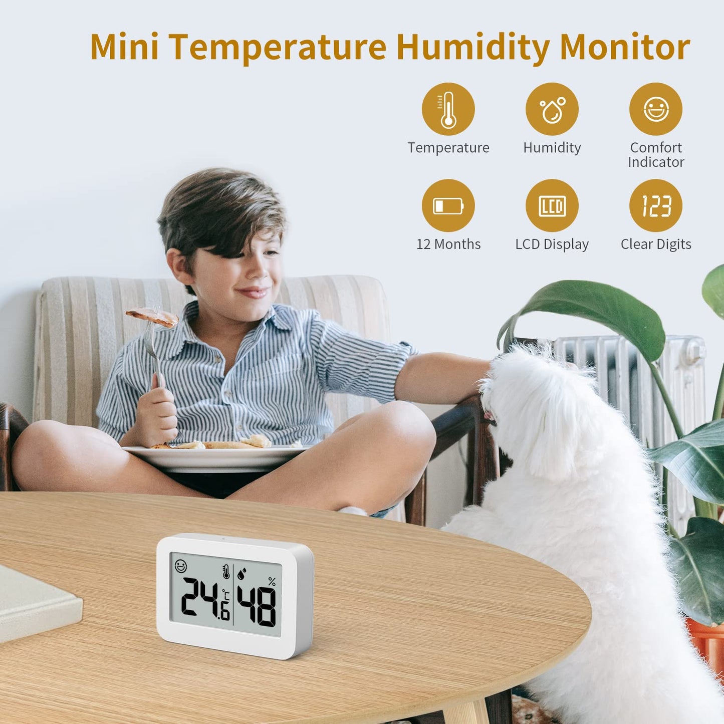 2-Pack Mini Hygrometer Indoor Thermometer, Humidity Gauge with ℃/℉ Switch, Humidity Meter Digital Temperature Monitor for Greenhouse Babyroom Cellar Reptile Incubator Closet