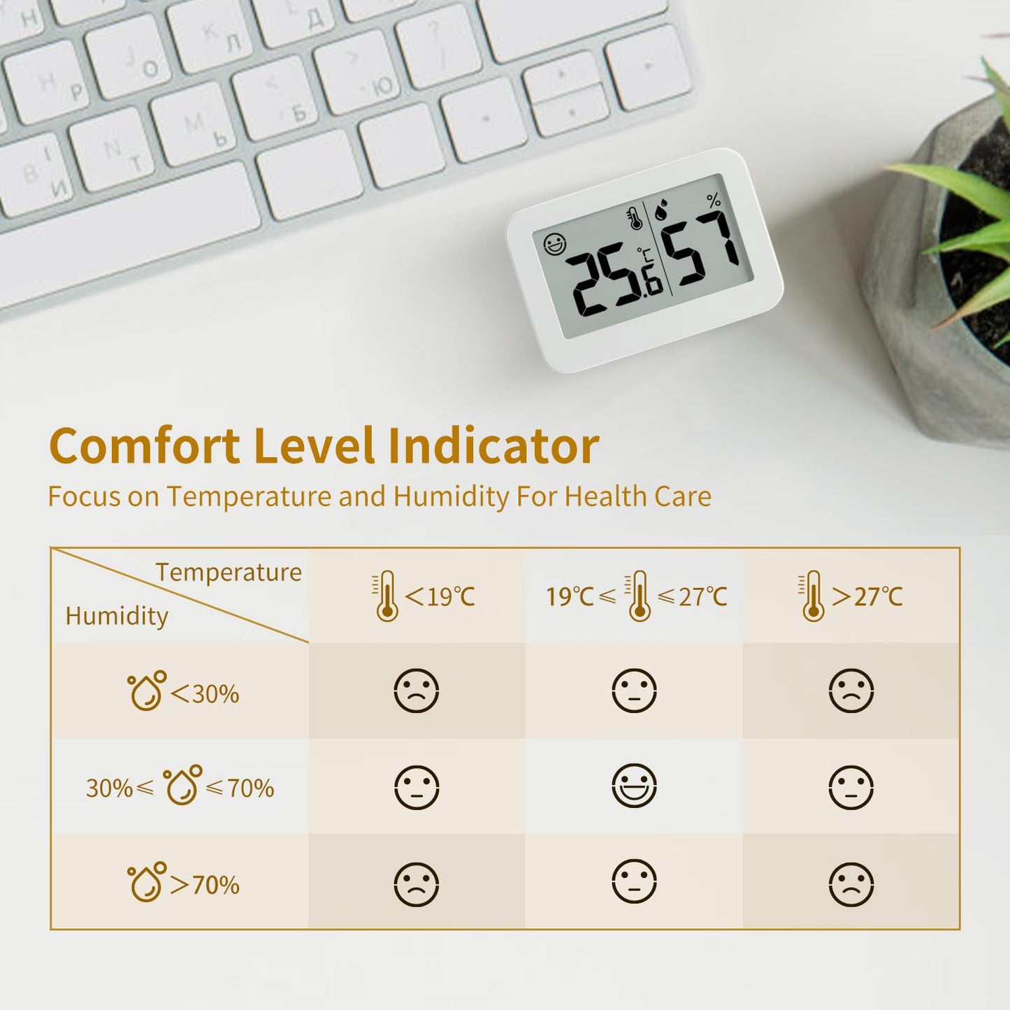 2-Pack Mini Hygrometer Indoor Thermometer, Humidity Gauge with ℃/℉ Switch, Humidity Meter Digital Temperature Monitor for Greenhouse Babyroom Cellar Reptile Incubator Closet