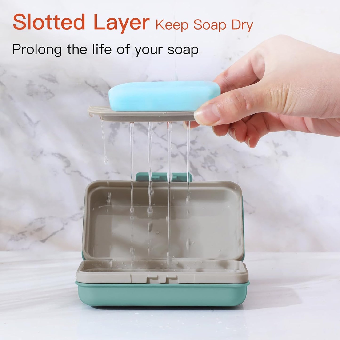 Soap Holder, Soap Dish 1 Pack, Bar Soap Holder for Shower, Travel Soap Case with Lid for Gym, Camping Essentials, Travel Size Toiletries, Portable, Leakproof, Blue