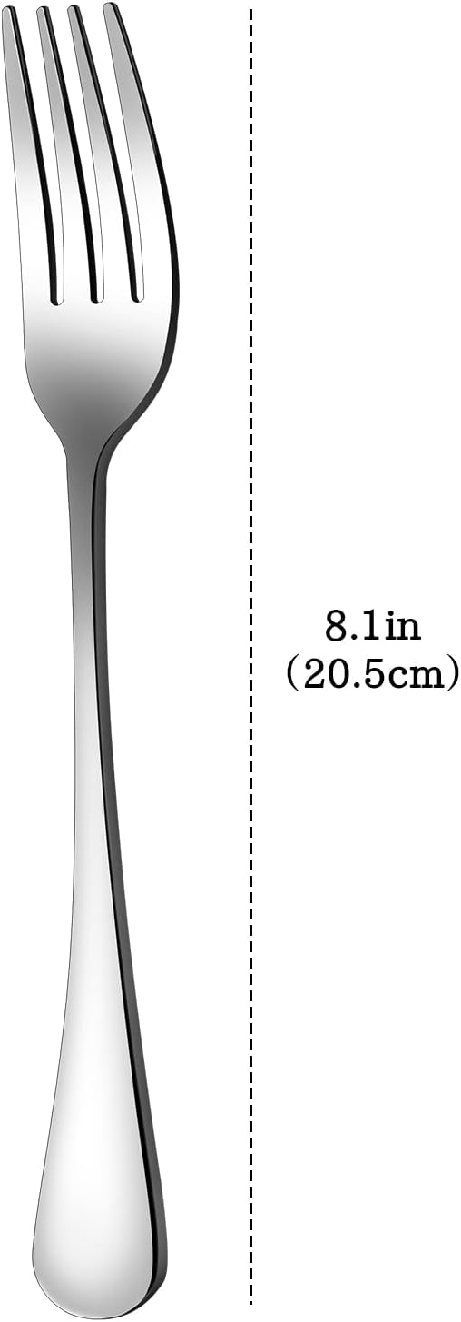 Set of 12, Stainless Steel Dinner Forks Silverware Set, Heavy-Duty Dinner Forks (8 Inch) Cutlery Set, Dishwasher Safe (Silver)