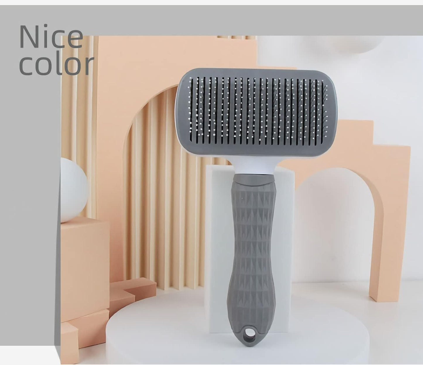 Cat Dog Brush for shedding,Pet Grooming Brush for Cats Dogs Massage,Shedding Brush for Short or Long Hair,Self Cleaning Slicker Brush,Easy to Removes Loose Undercoat, Tangled Hair (grey)