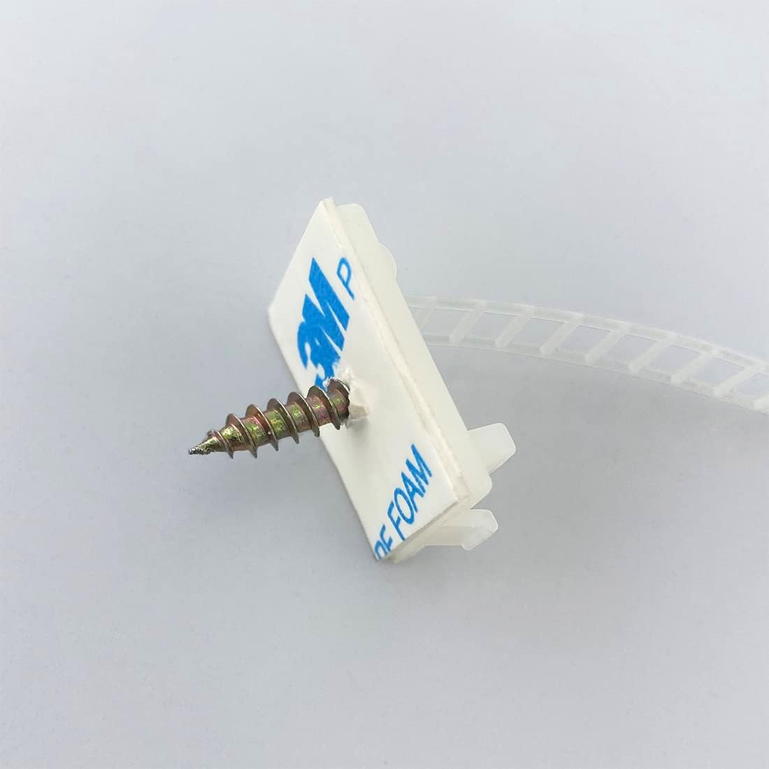 Wire Management Clips Clear (Yellowish) with Screw Hole (50 Pack) Adjustable Zip Ties 3 Inch with 3M Adhesive Tape,Adhesive Clips for Christmas Lights,Desk,Wall to Hold Extension Cord