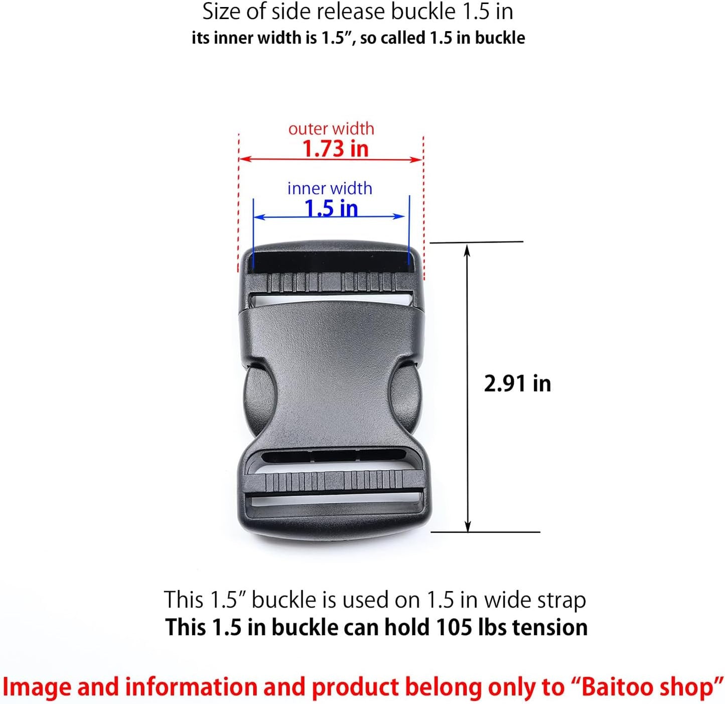 Side Release Buckles 5/8,3/4,1,1-1/4,1-1/2,2 inch Heavy Duty Plastic Buckle Clips Snaps Backpack Buckle Replacement