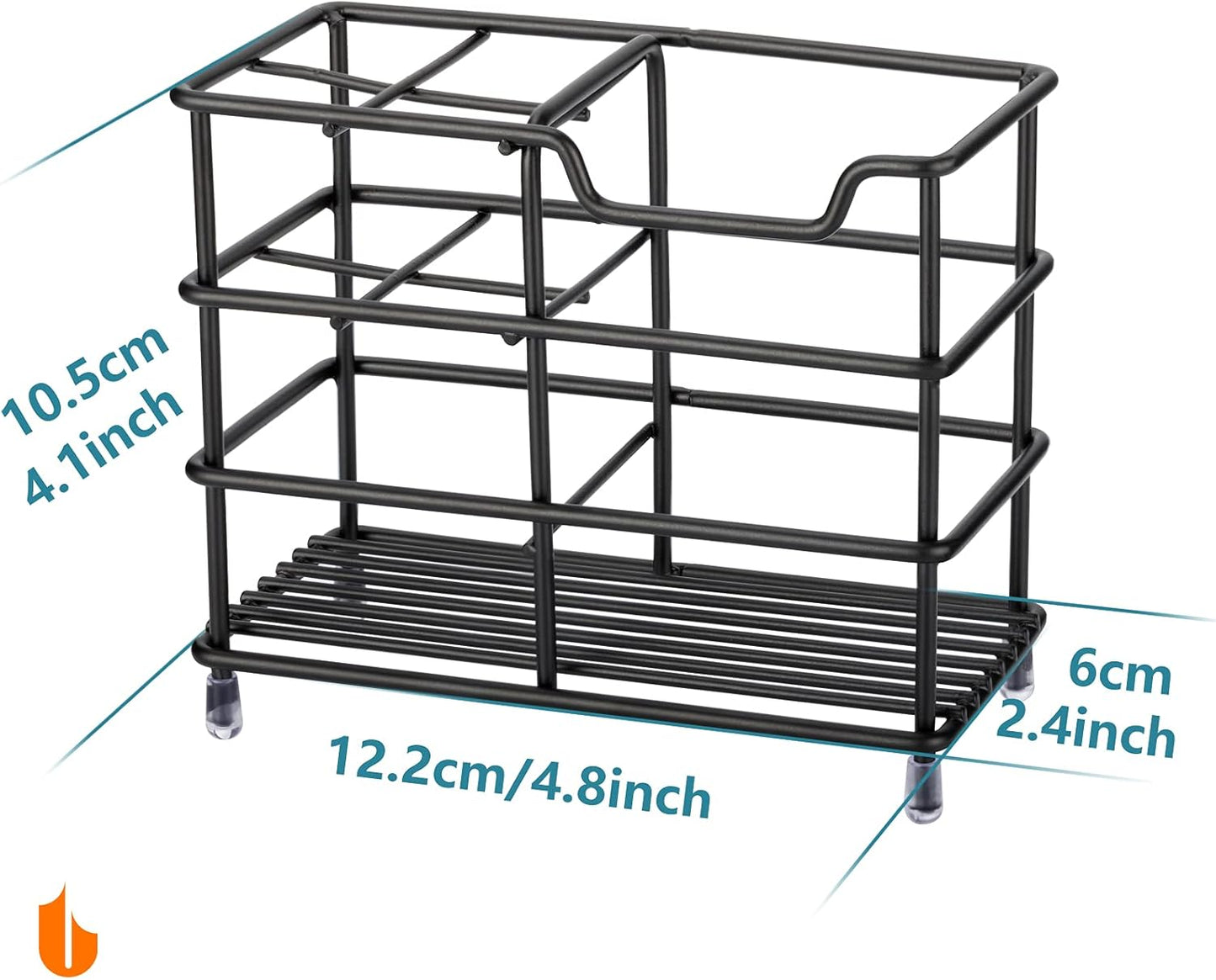 304 Stainless Steel Bathroom Toothbrush Holder Toothpaste Holder Stand Bathroom Accessories Organizer (Black, Small)