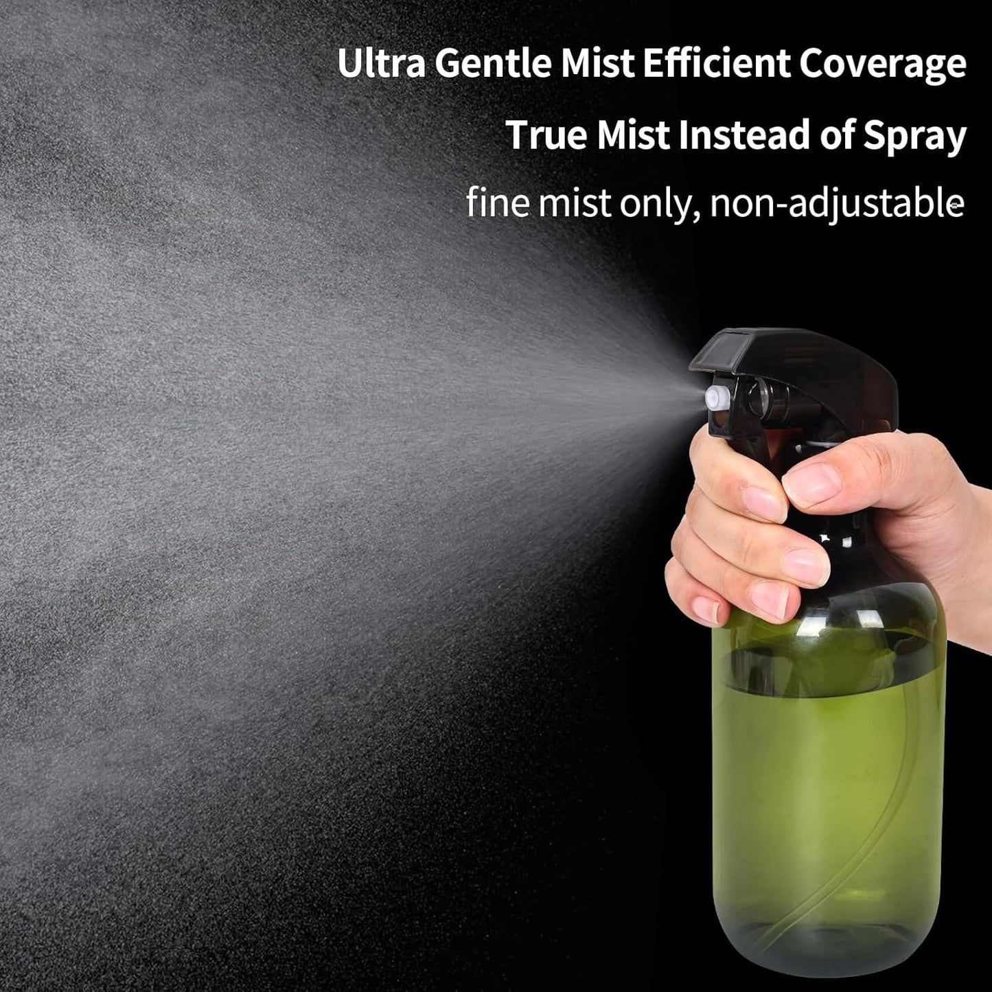 Cleaning Spray Bottles for Plants Misters for Inside, 2 Pack 16.9 oz Squirt Bottle, Water Spray Bottle Mist Sprayer, No Leak Hair Mister Spray Bottle Empty with Adjustable Nozzle (Green)