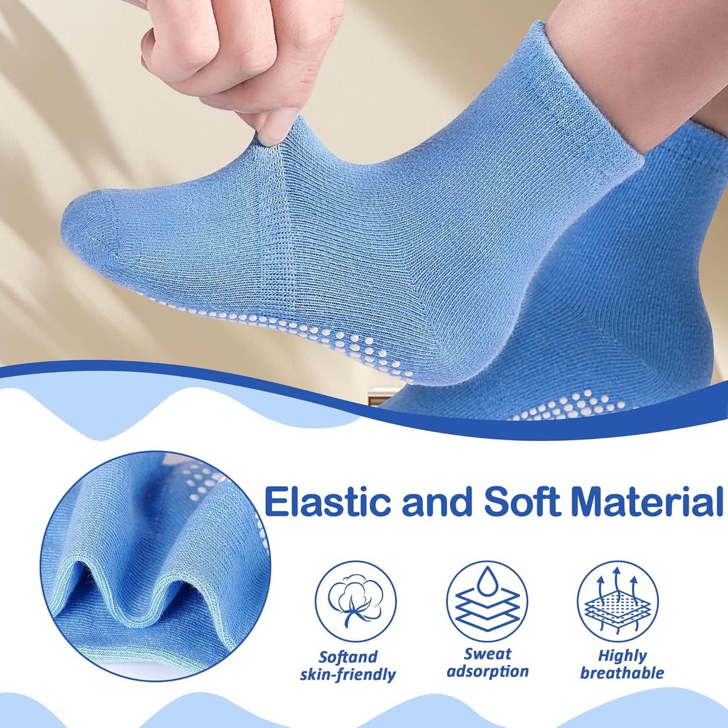Kids Non Slip Toddler Boy Grip Socks 12 Pairs Anti Skid Sticky Socks for 1-10 Years Baby Children Girls