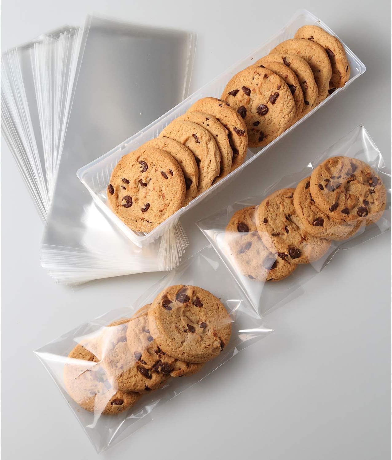 Cellophane Treat Bags,200 Pcs 3x11 Inches Clear Pretzel Bags,Cello Bags with Twist Ties for Packaging Candies,Cookies