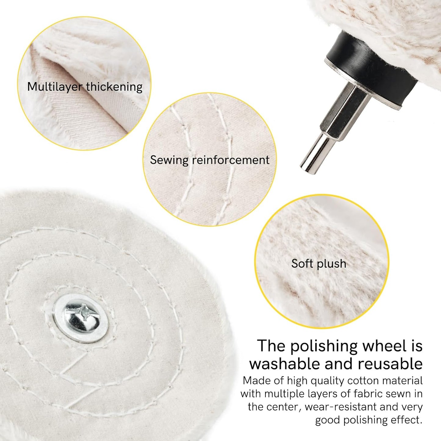 Aluminum Wheel Polishing Kit for Drill Buffing Wheel for Car Motorcycle Wheel Rim Manifold Polishing for Stainless Steel Chrome Wood Plastic Ceramic Glass Woods Machine Jewelry etc 6PCS