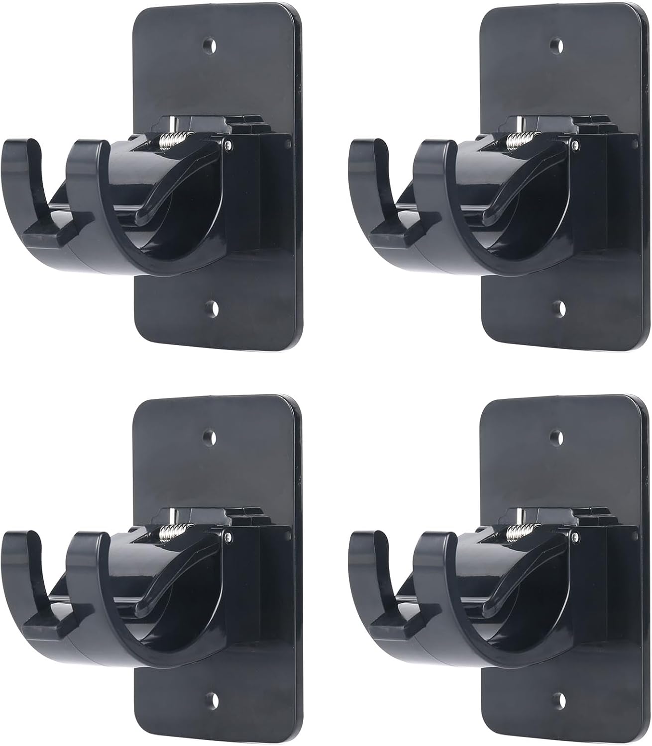 4Pcs Self-Adhesive Curtain Rod Clips, Universal Plastic Curtain Rod Clips, No Drilling,for C urtain Rods up to 40mm (Black) (Curtain Rod Not Included)