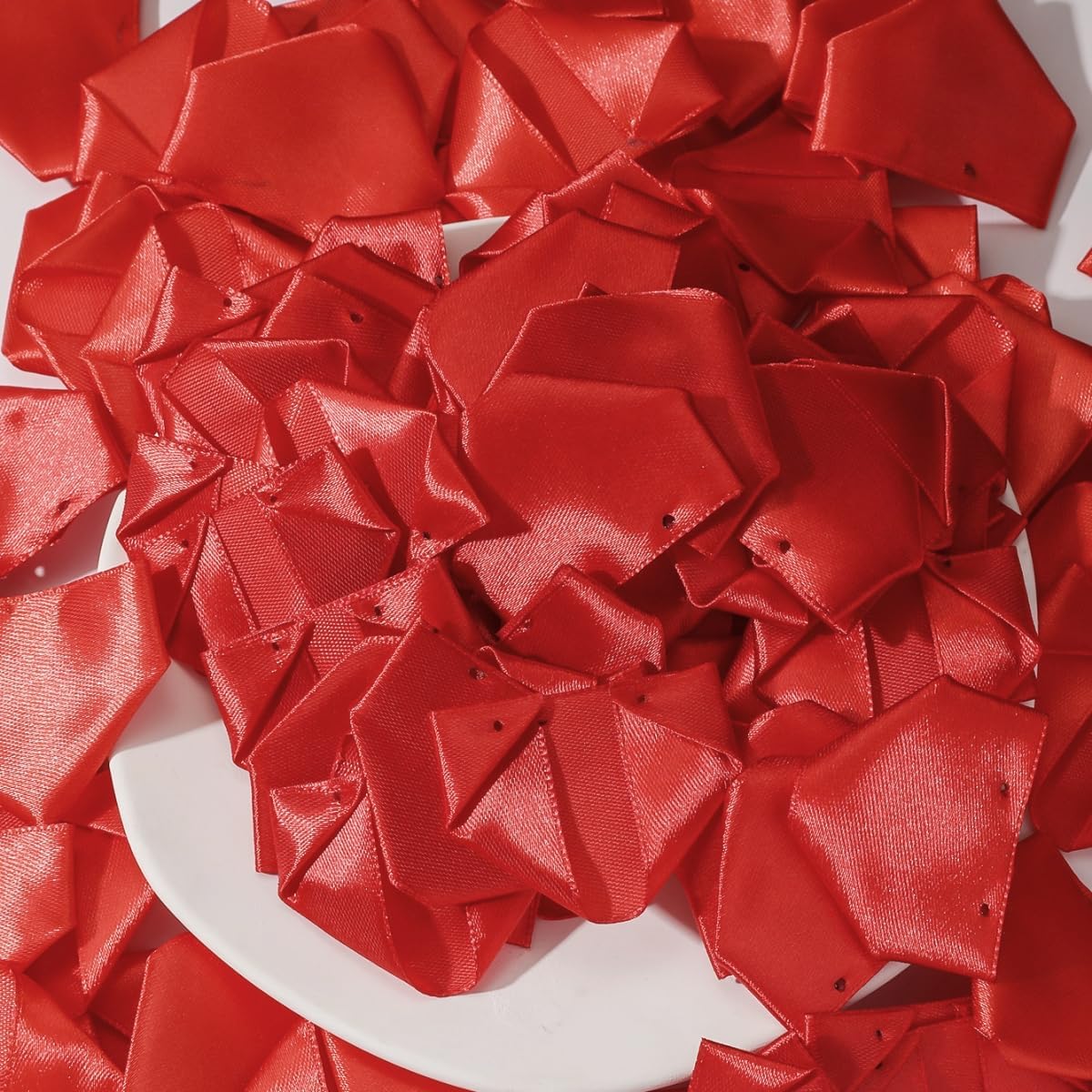 300Pcs Premade Satin Ribbon Rose Petals Half-Finished for Eternal Rose DIY Ramos Forever Flowers Bouquets Everlasting Floral,for Wedding,Anniversary,Birthday (300 Pcs Red)