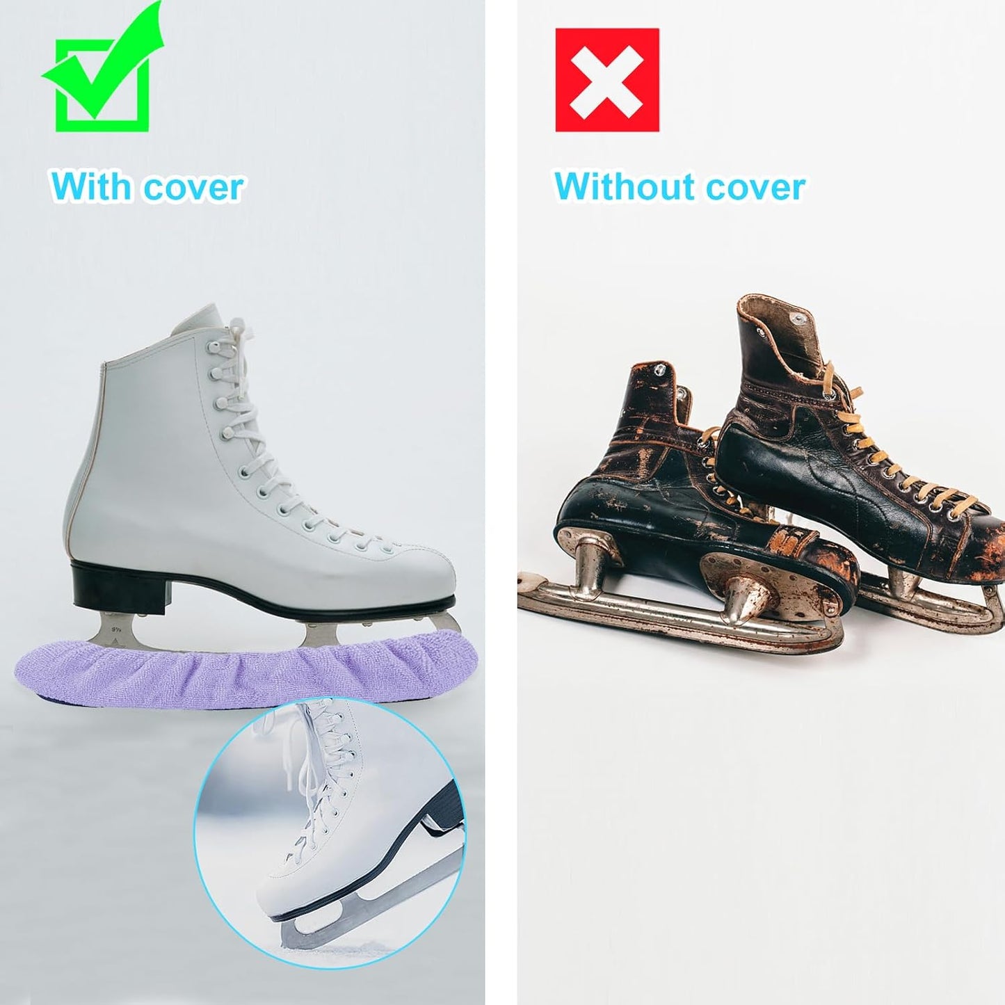Ice Skate Guards,Skate Guards for Hockey Skates,Figure Skates and Ice Skates.Ice Skate Blade Covers for Toddler Kids Youth Adults-Men Women Boys Girls.Skate Guards Figure Skating Hockey.