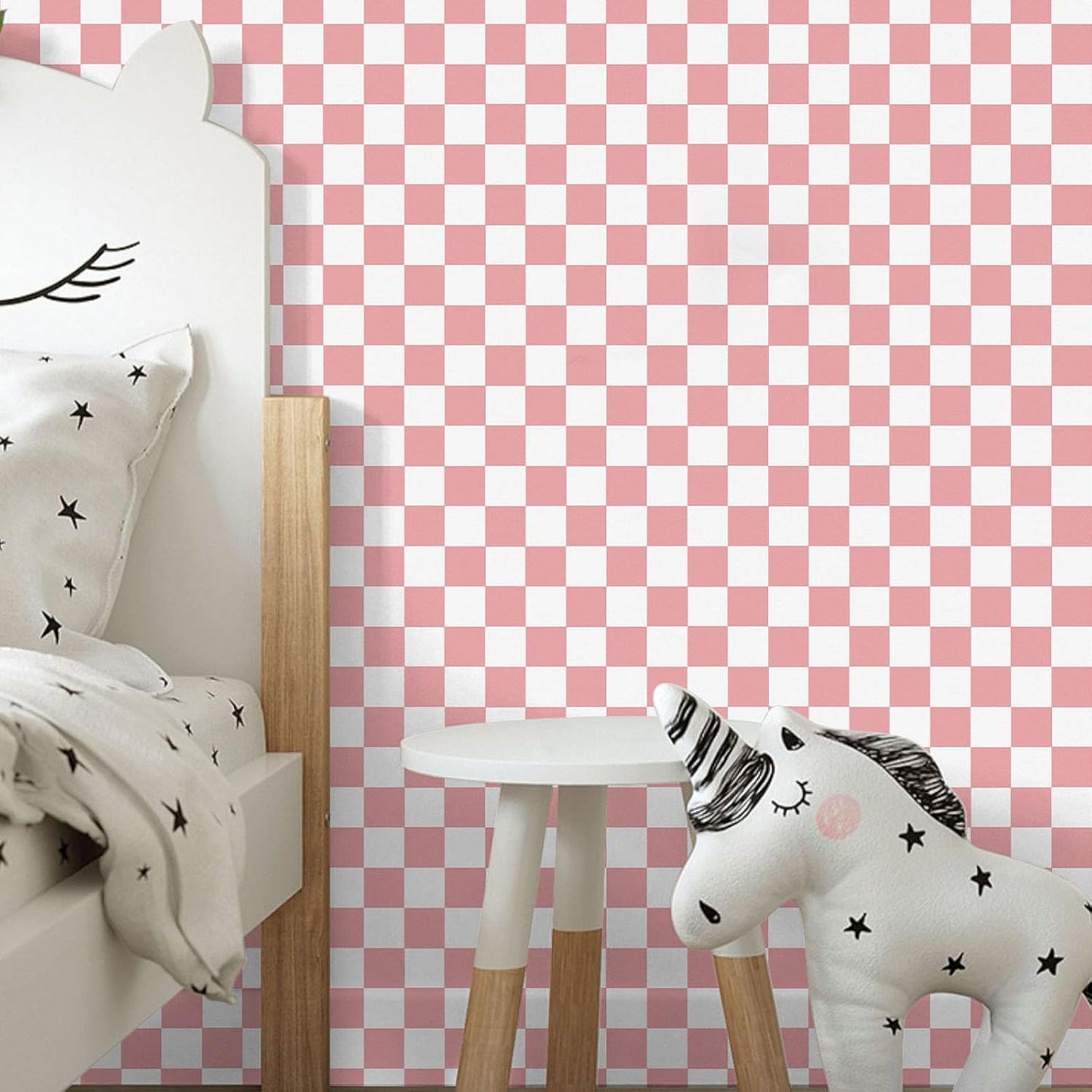 Checkered Wallpaper Peel and Stick Pink Mosaic Checkerboard Contact Paper 17.3”X120”Modern Self Adhesive Vinyl Removable Wall Paper for Shelf Liner,Classroom,Cabinets,Living Room