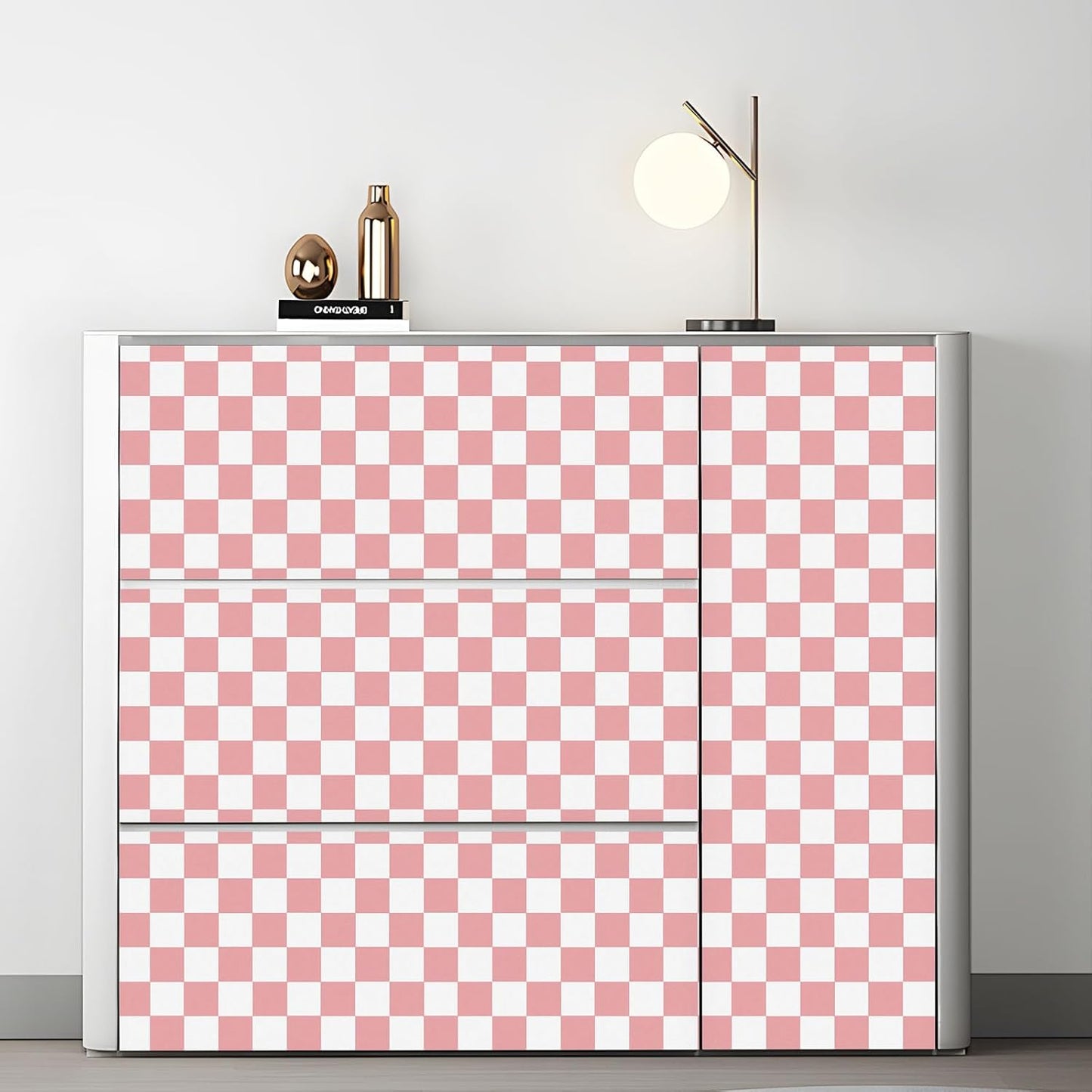 Checkered Wallpaper Peel and Stick Pink Mosaic Checkerboard Contact Paper 17.3”X120”Modern Self Adhesive Vinyl Removable Wall Paper for Shelf Liner,Classroom,Cabinets,Living Room