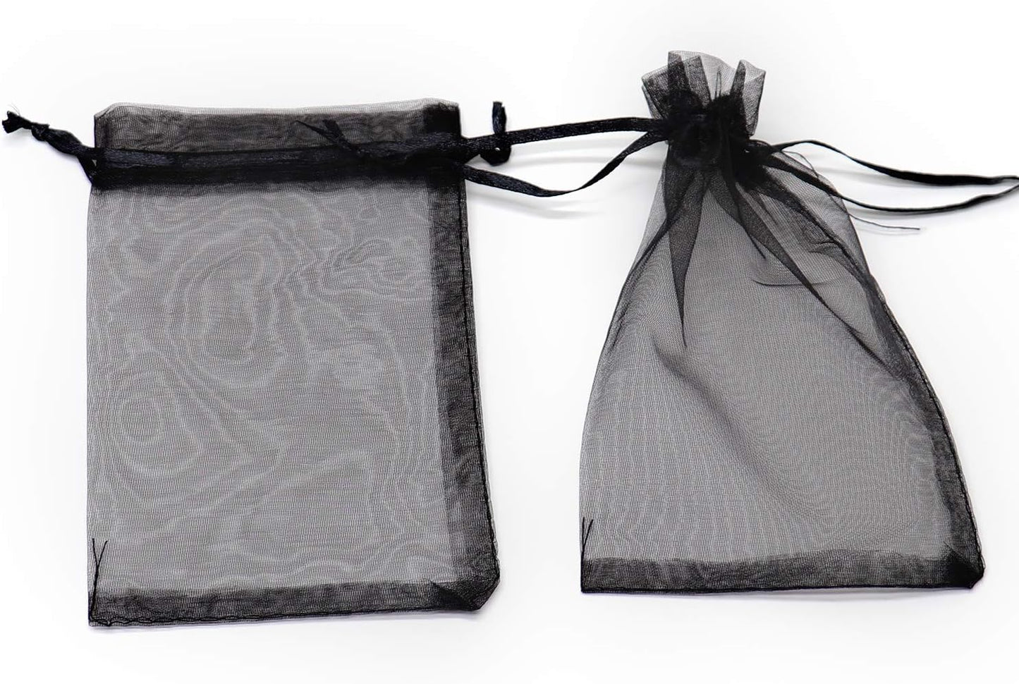 100Pcs Black Organza Bags 3x4 Inch, Small Mesh Jewelry Bags Drawstring Gift Bag Wedding Party Favor Halloween Candy Treat Pouches