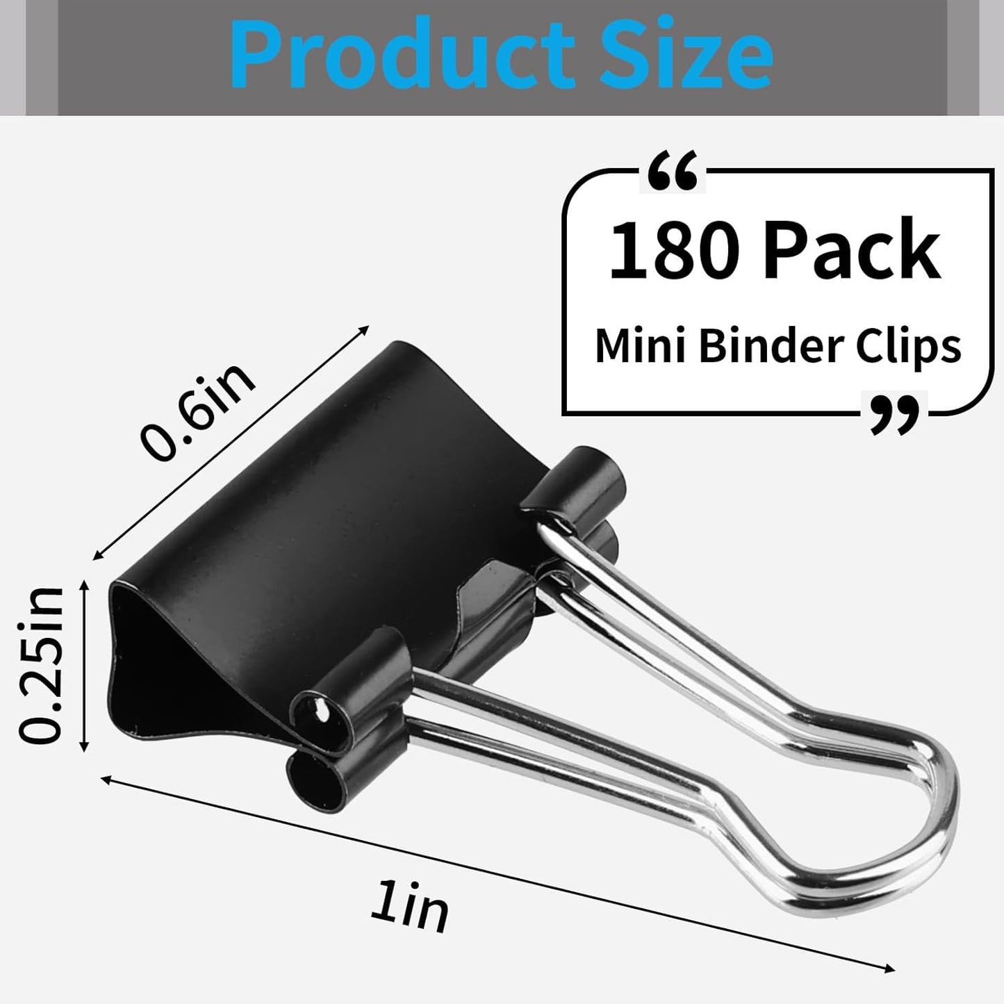 180Pcs Small Binder Clips, Mini Binder Clips, 0.63 in/15mm Clips Office Supplies, Paper Clamps, Binder Paper Clips for Office Supplies Home School Food DIY