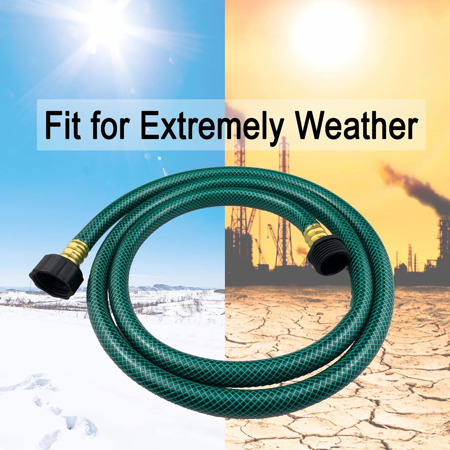 PVC Garden Hose 1/2 Inch, 5 FT Flexible Water Hose Green with Male and Female Plastic Fittings - No Leaking and Lightweight for Household Outdoors Lawns Patio