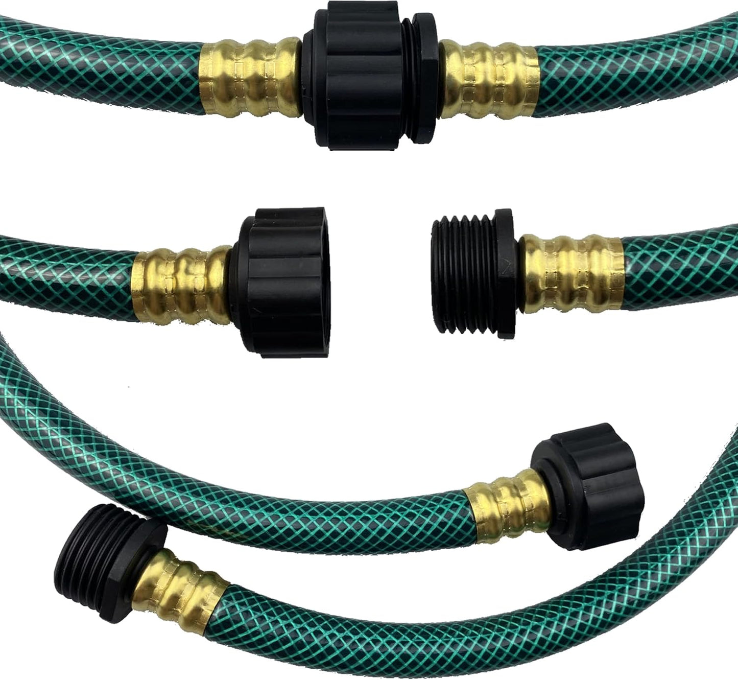PVC Garden Hose 1/2 Inch, 5 FT Flexible Water Hose Green with Male and Female Plastic Fittings - No Leaking and Lightweight for Household Outdoors Lawns Patio