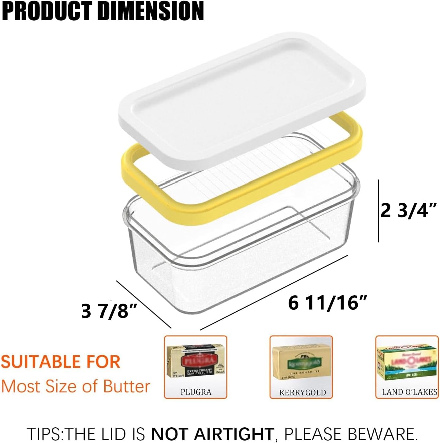 Butter Slicer Cutter with Storage Container, Stick Butter Dish with Lid for Fridge, Easy Cutting Two 4oz Sticks (Not Airtight, Small)