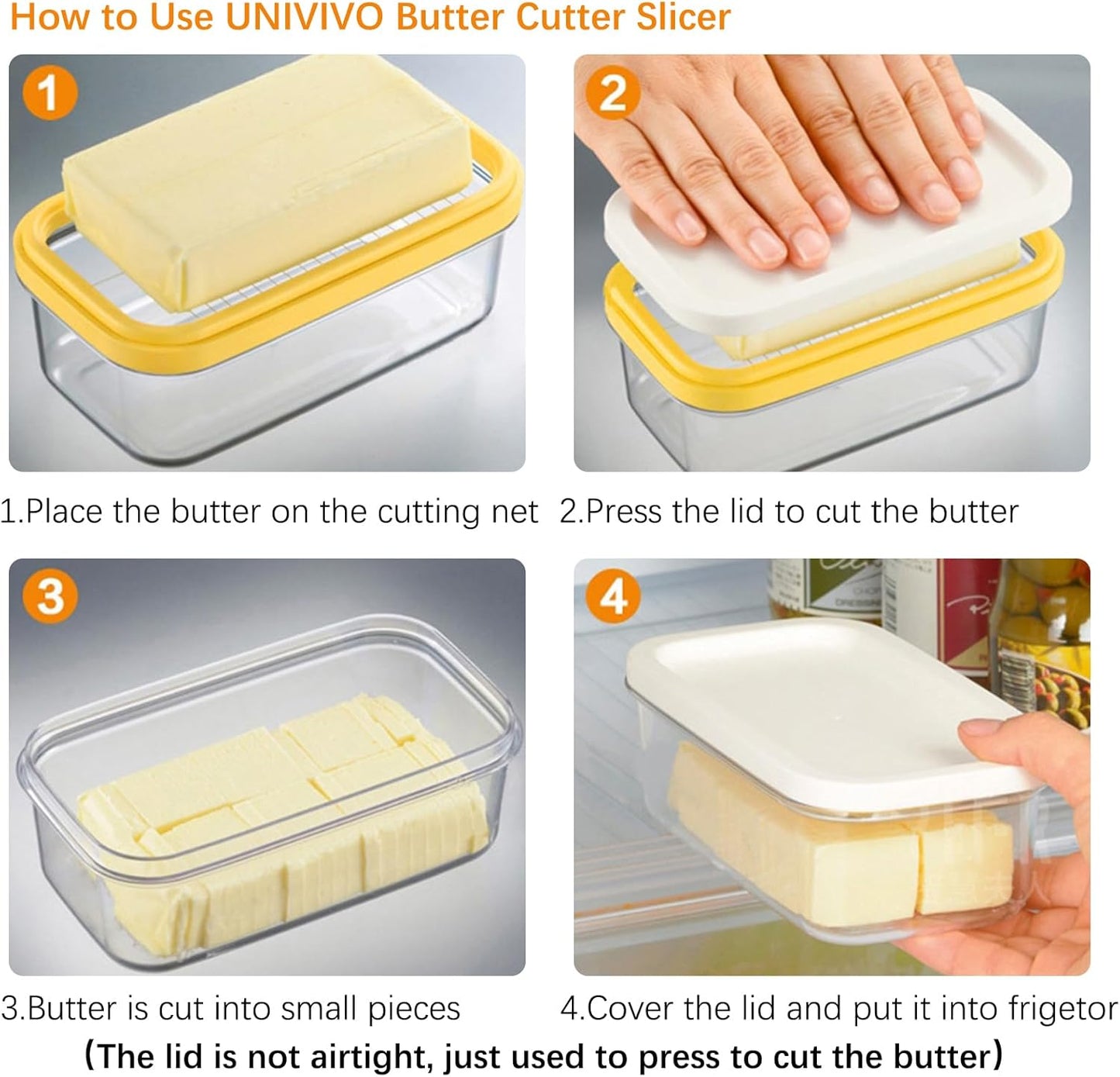 Butter Slicer Cutter with Storage Container, Stick Butter Dish with Lid for Fridge, Easy Cutting Two 4oz Sticks (Not Airtight, Small)