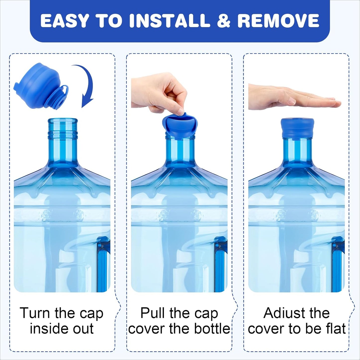 (5 Pack) 5 Gallon Water Jug Cap,Silicone Reusable Replacement Cap, Non Spill Bottle Caps for 55mm Bottle Water Dispenser Caps