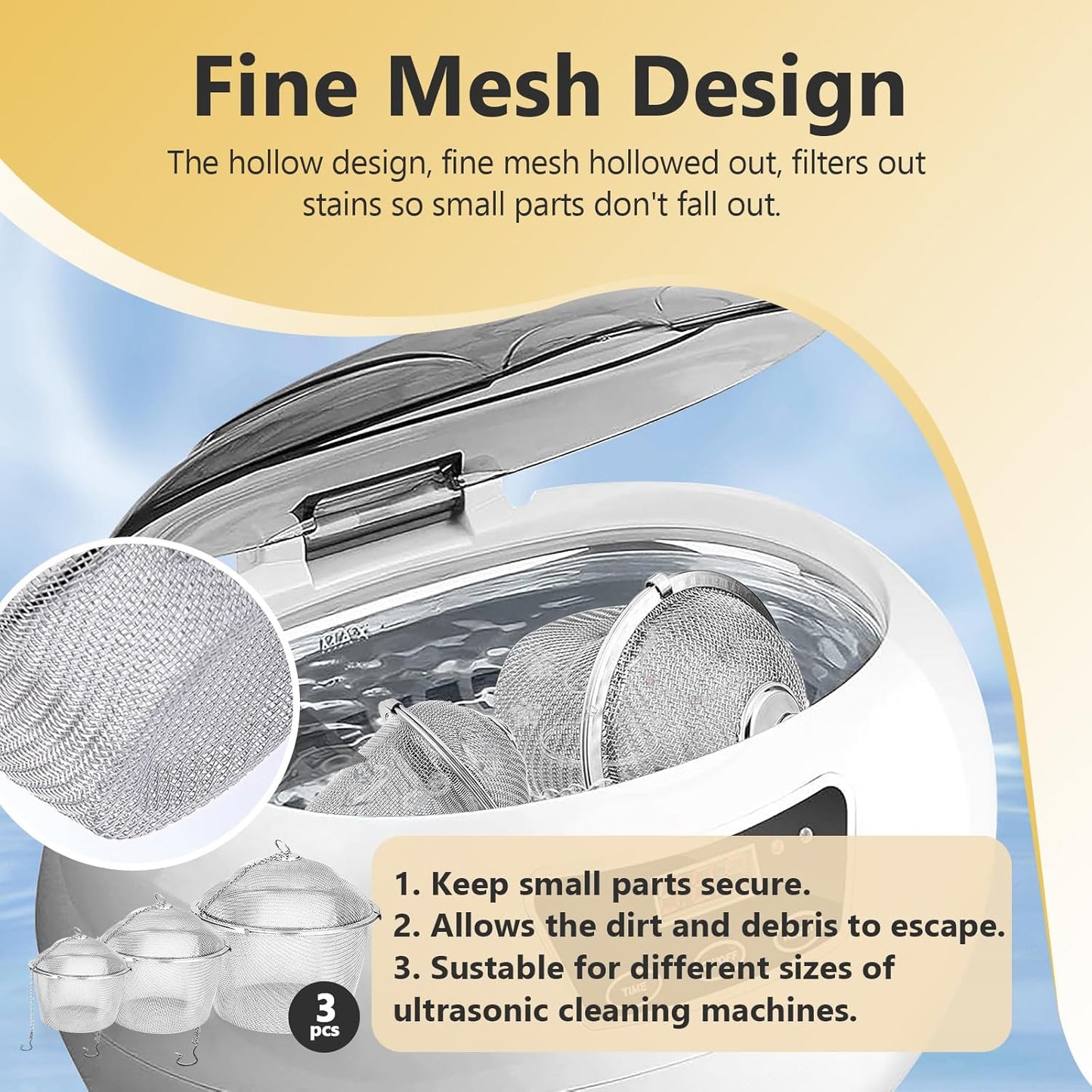 Ultrasonic Cleaner Basket, Stainless Steel Basket for Ultrasonic Jewelry Cleaner, Jewelry Steam Cleaner Basket Small Parts Washing Basket for Jewelry, Watch Parts