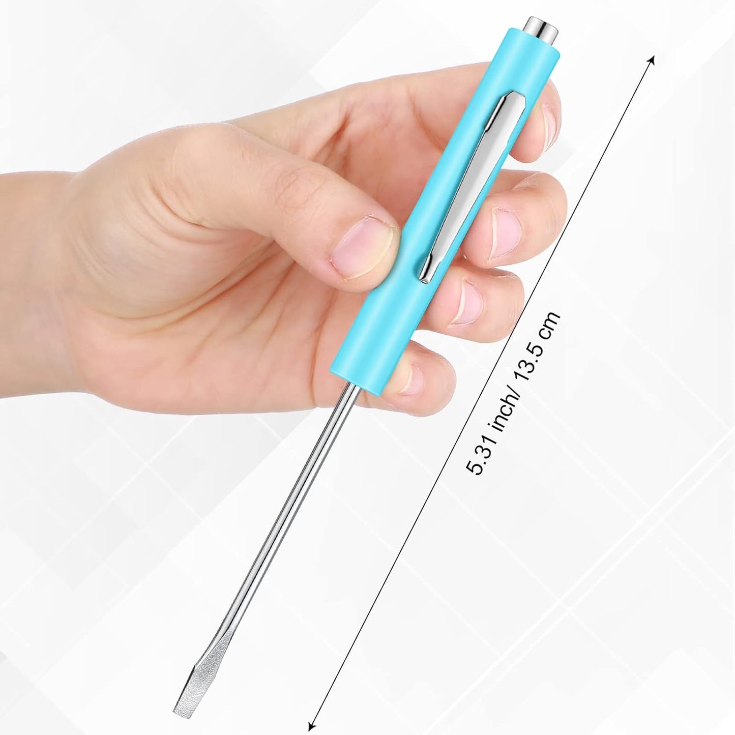 10 Pieces Pocket Screwdriver Mini Tops and Pocket Clips Magnetic Slotted Small Screw Driver with a Single Blade Head for Mechanical, Electrician(Light Blue)
