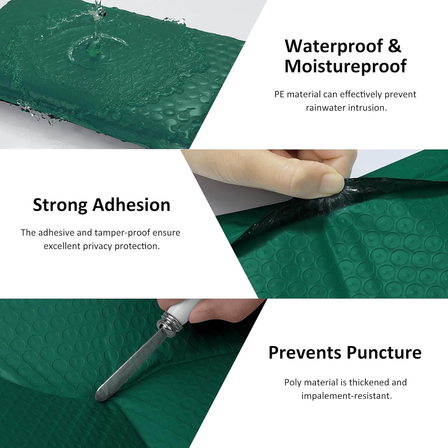 Bubble Mailers 4x8 Inch 50pc Ultramarine Green Shipping Bags, Chic Packaging Bags For Small Business, Colored Padded Mailing Envelopes, Opaque Matte Self Seal Bubble Poly Mailers Bulk #000