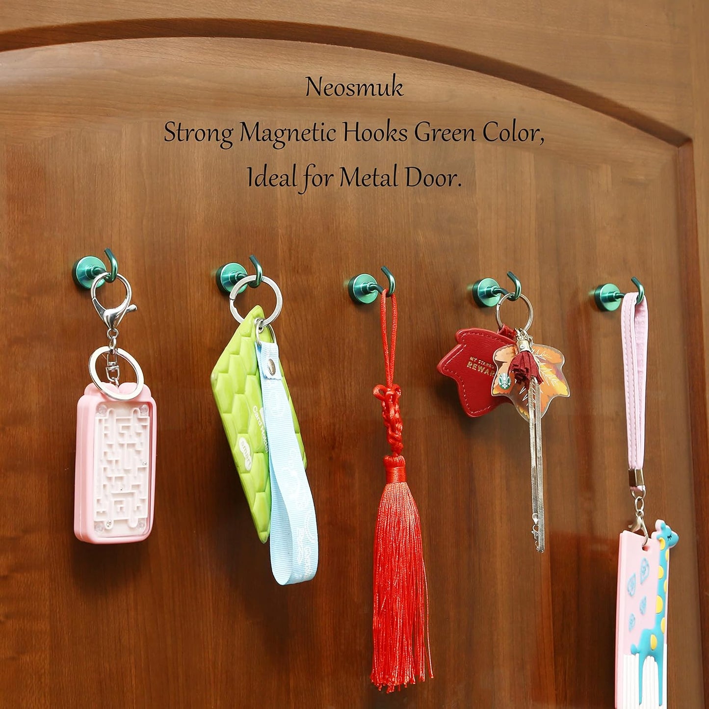 Magnetic Hooks,30lb+ Heavy Duty Earth Magnets with Hook for Refrigerator, Extra Strong Cruise Hook for Hanging, Magnetic Hanger for Curtain, Grill (Green, 15 Pack)