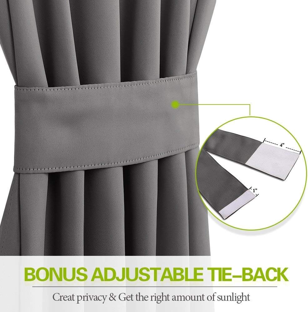 Blackout Door Window Curtains, Dual Rod Pocket Grey Drape for Front Glass French Door, Privacy Thermal Insulated Room Darkening Curtain for Sidelight Window, W 25 x L 72 inch, 1 Panel