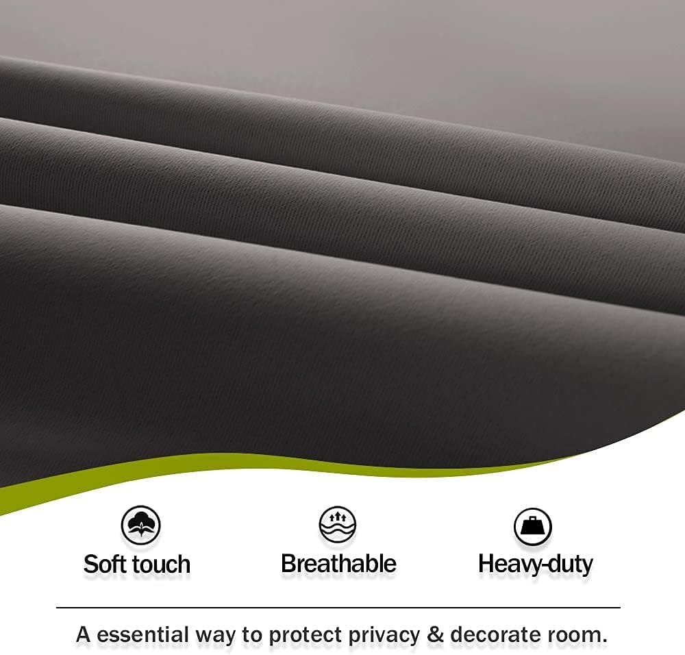 Blackout Door Window Curtains, Dual Rod Pocket Grey Drape for Front Glass French Door, Privacy Thermal Insulated Room Darkening Curtain for Sidelight Window, W 25 x L 72 inch, 1 Panel