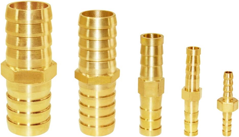 Brass Hose Barb Fitting Metals Splicer Mender, 1/4" Barb Hose Union Fuel Gas Water Air (Pack of 12)