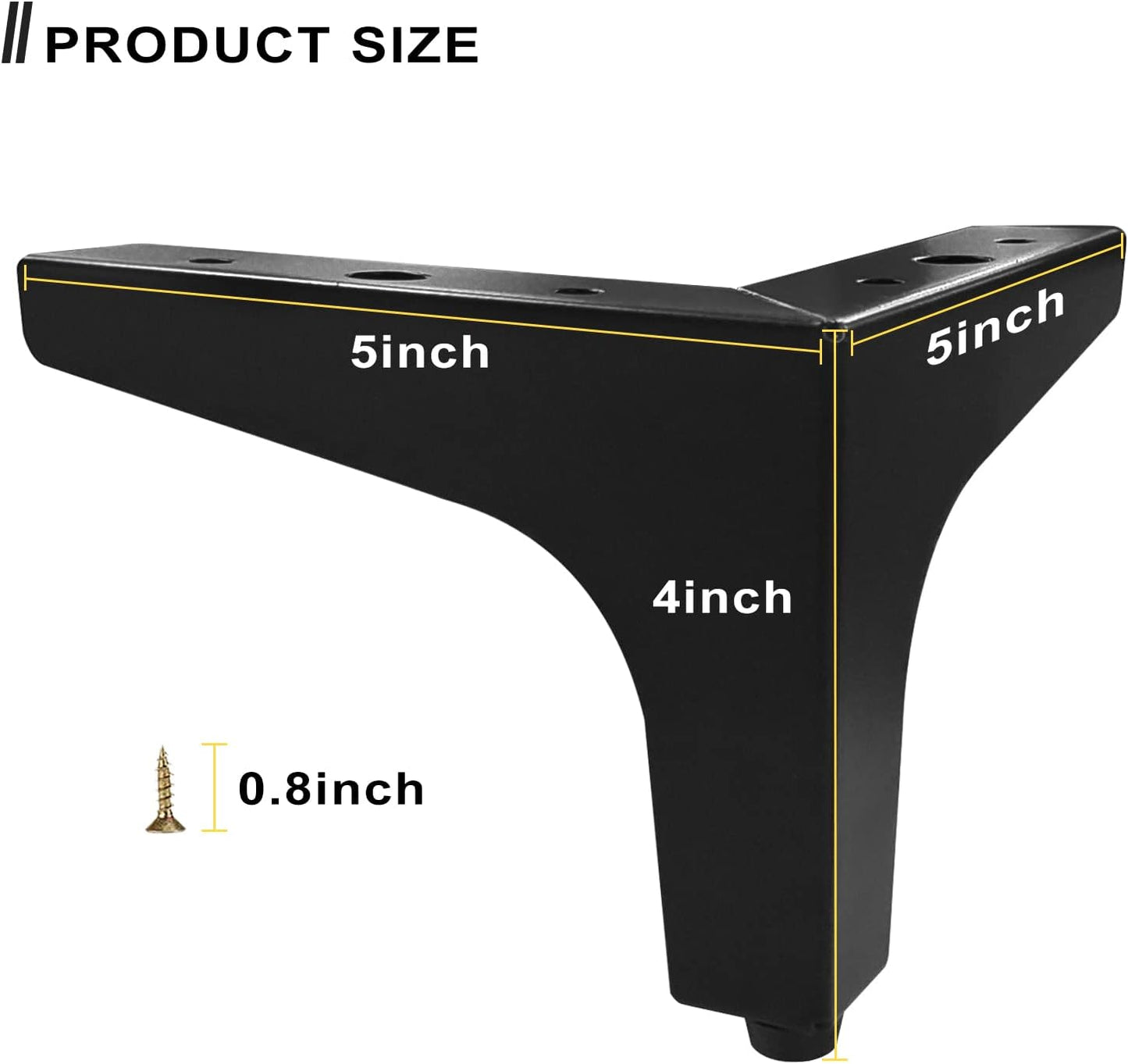Furniture Legs Metal Feet: Cabinet Legs 4 Inch Triangle Feet Replacement Dresser Legs Set of 4