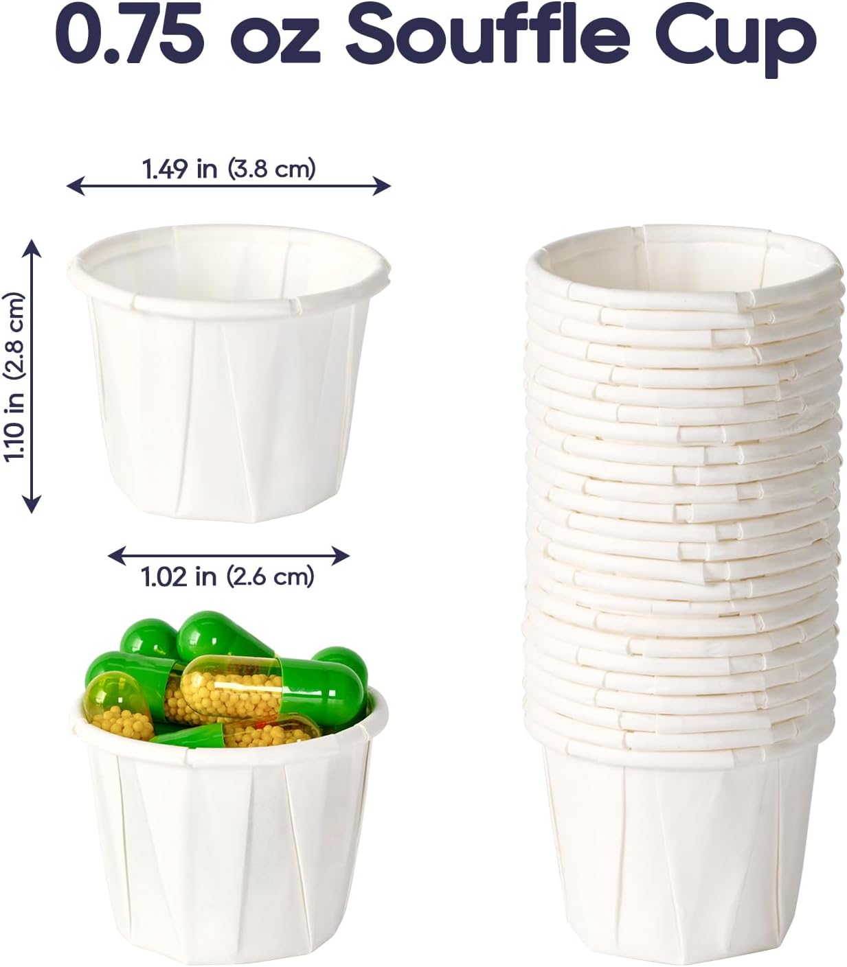 500 Pack 0.75 oz Disposable Paper Souffle Medicine Cups, 3/4 oz Sample Cups for Tasting Pills, Food Dessert Services, and Condiments