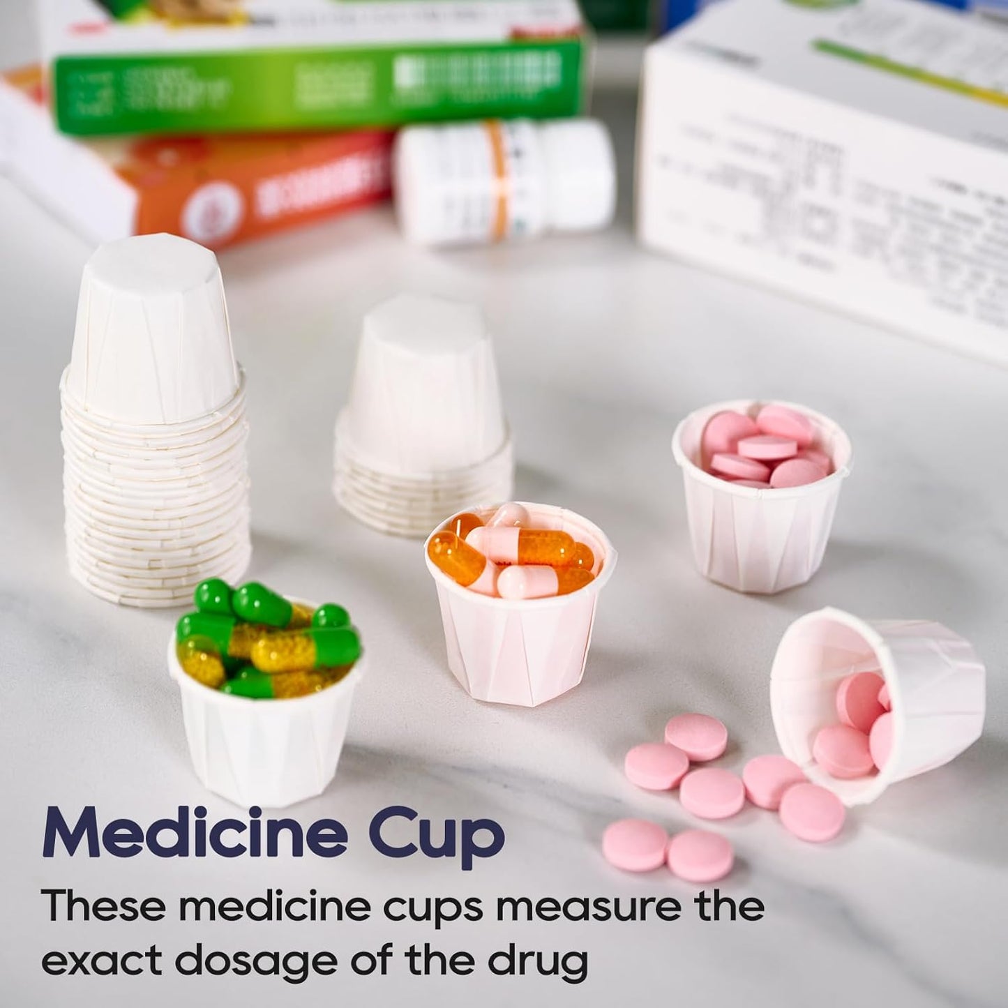 500 Pack 0.75 oz Disposable Paper Souffle Medicine Cups, 3/4 oz Sample Cups for Tasting Pills, Food Dessert Services, and Condiments