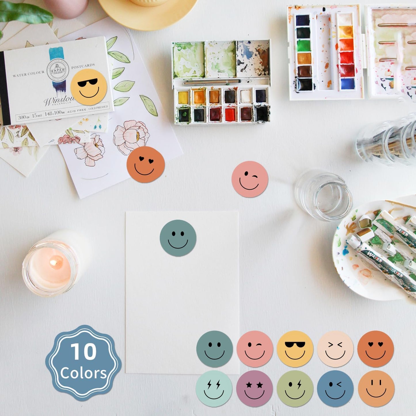 6000 Pieces Boho Happy Smile Face Stickers for School Reward Behavior Chart,3/8 Inch in Diameter Round Bohemian Style Reward Labels 10 Styles Happy Face Stickers for Teachers (50 Sheets)